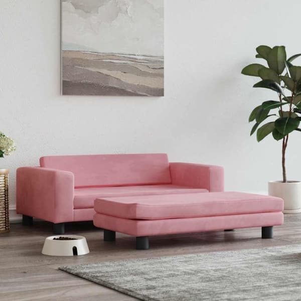 vidaXL Hundbädd med förlängning rosa 100x50x30 cm sammet