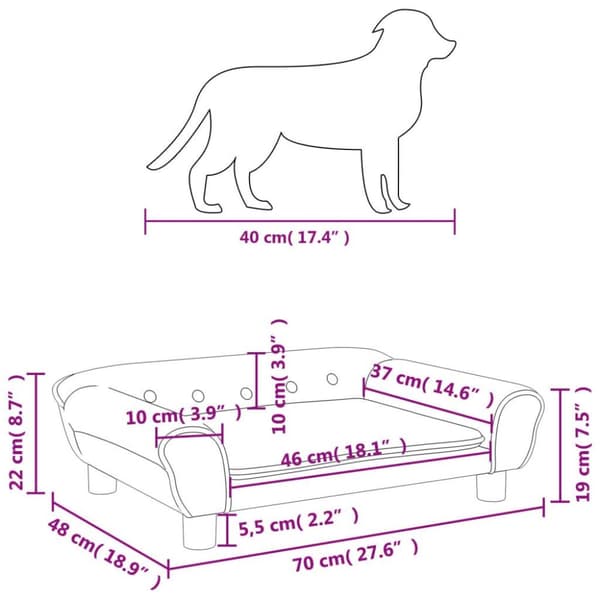 vidaXL hundeseng 70x48x22 cm velour sort