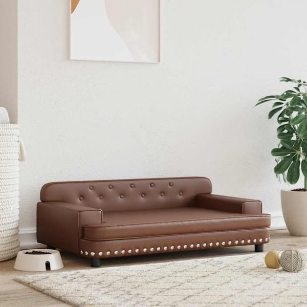 vidaXL hundeseng 90x53x30 cm kunstlæder brun