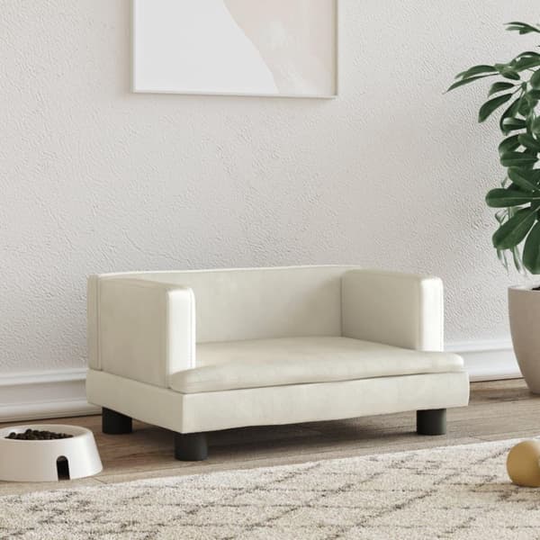 vidaXL hundeseng 60x40x30 cm velour cremefarvet