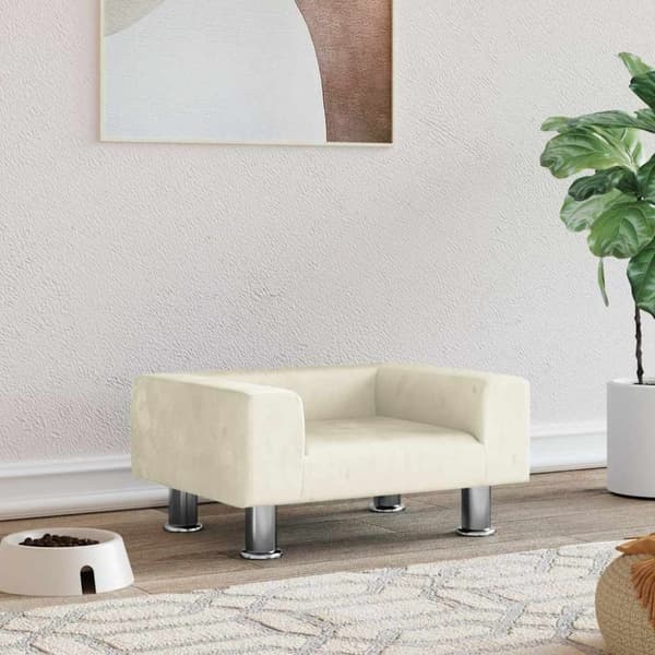vidaXL Hundbädd gräddvit 50x40x26,5 cm sammet