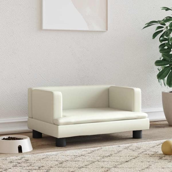 vidaXL hundeseng 60x40x30 cm kunstlæder cremefarvet