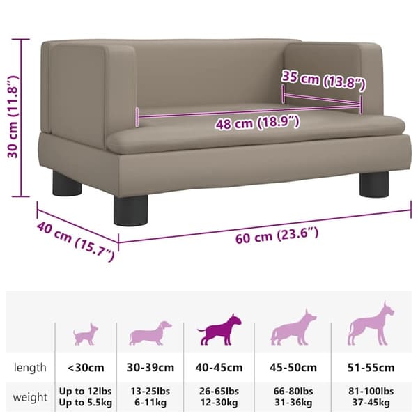 vidaXL hundeseng 60x40x30 cm kunstlæder cappuccinofarvet