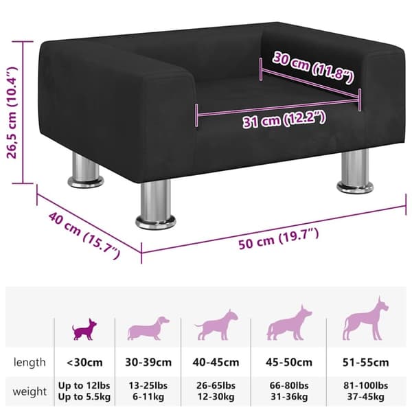 vidaXL hundeseng 50x40x26,5 cm velour sort