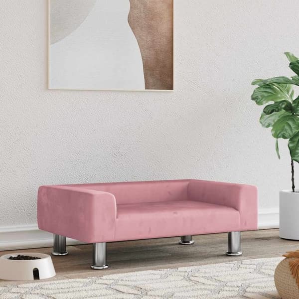 vidaXL Hundbädd rosa 70x45x26,5 cm sammet