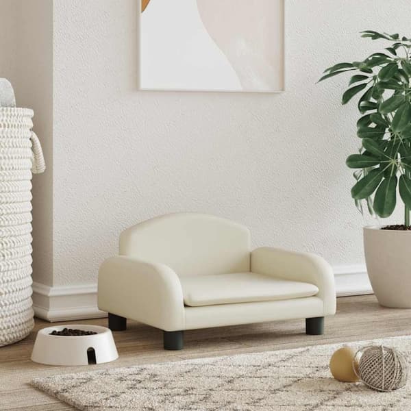 vidaXL Hundbädd gräddvit 50x40x30 cm konstläder