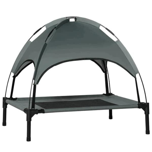 Rootz Pet Bed - Koiran sänky - Ulkona oleva koiran lepotuoli - Sänky katos - UV-suoja - Hengittävä - Harmaa/Musta - 76 x 61 x 73 cm