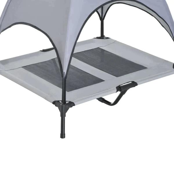 Rootz Pet Bed - Hundeseng - Udendørs hundeseng - Seng med baldakin - UV-beskyttelse - Åndbar - Grå - 92 X 76 X 90 Cm