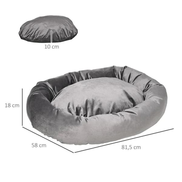Rootz-koiransänky - Ylellinen koiransänky - Koiran tyyny - Koiran patja - Lemmikkien sänky - Irrotettava - Pestävä - Tummanharmaa - 81,5 cm x 58 cm x