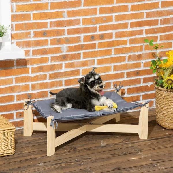 Rootz Pet Bed - Pet Sofa - Hundesofa - Hundeseng - Hundeseng - Med pude - Katteseng - Kattesofa - Natur/Lysegrå - 72 x 40 x 25 cm