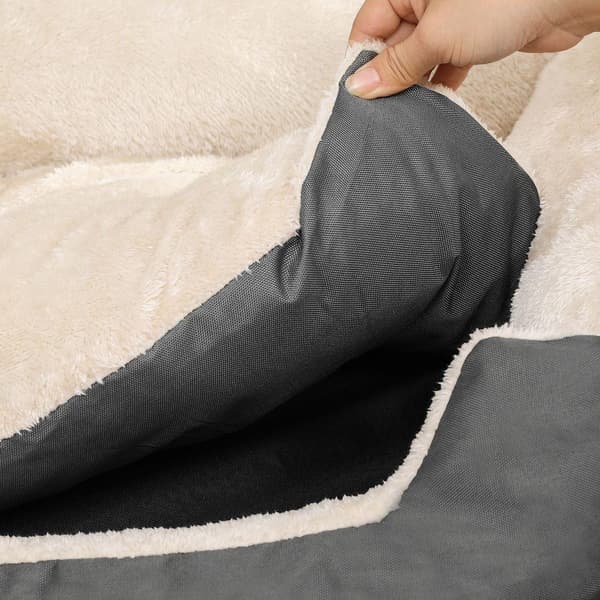Rootz Hundeseng - Rund Hundeseng - Kæledyrsseng - Katteseng - Kæledyrsseng - Med vendbar pude - Grå - 65 x 55 x 20 cm