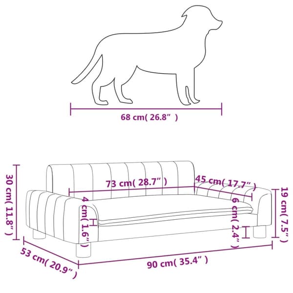 vidaXL hundeseng 90x53x30 cm stof sort