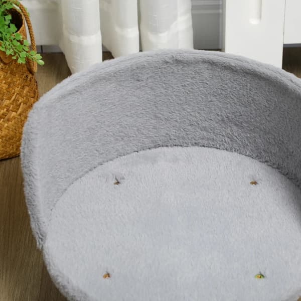 Rootz Pet Bed för hundar och katter - Mjuk och tvättbar kudde - Skyddskant - Grå - 40,5 x 40,5 x 33 cm