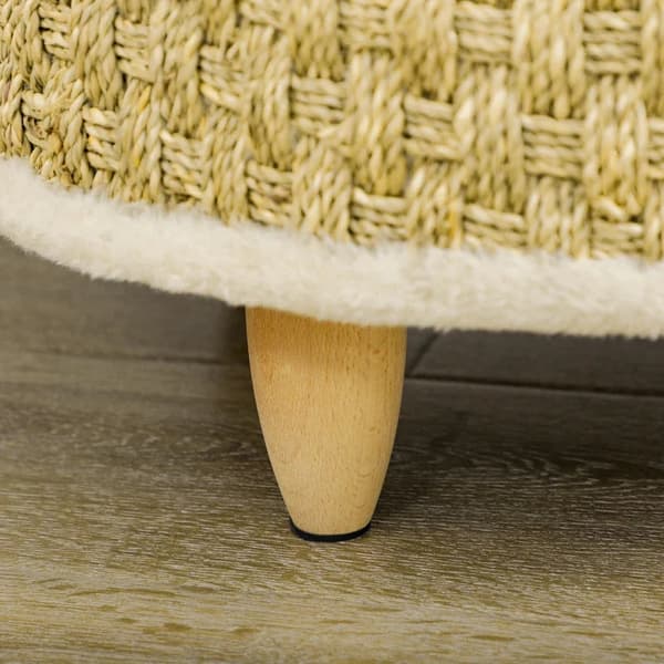 Rootz Djursäng för katter och hundar - Sjögräs - Tvättbar kudde - Beige + Khaki - Natur - 48cm x 48cm x 24,5cm