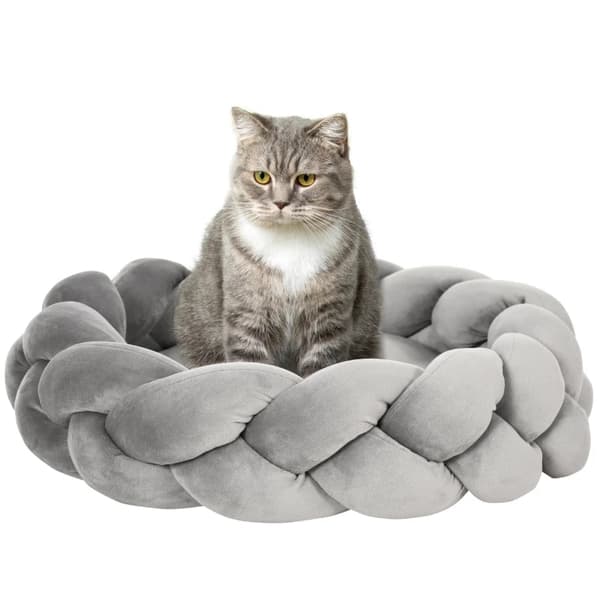 Rootz kæledyrsseng med pude - Katteseng - Hundekurv - Vaskbar - Grå - 55 cm x 55 cm x 14 cm