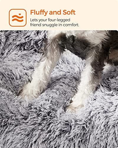 Feandrea hundeseng, hundepude, fluffy hundemåtte, lang plys, 80x50 cm, lysegrå