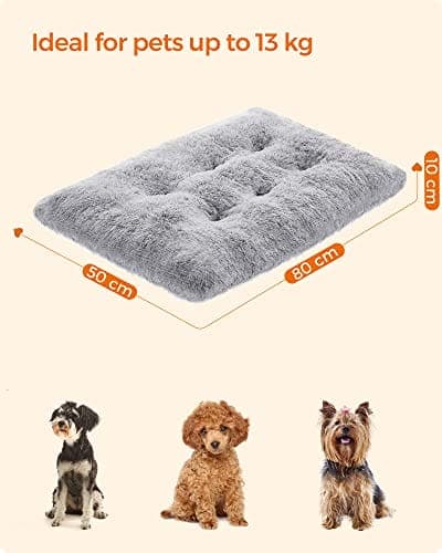 Feandrea hundeseng, hundepude, fluffy hundemåtte, lang plys, 80x50 cm, lysegrå
