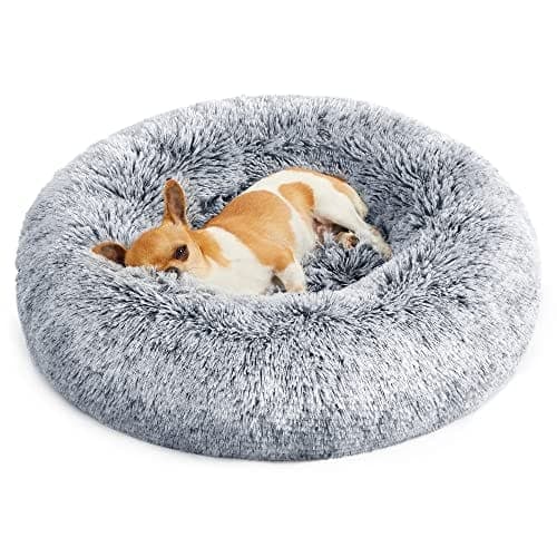 Feandrea Hundeseng, Donut Cat seng, Fluffy beroligende kæledyrsseng, 60 cm Grå