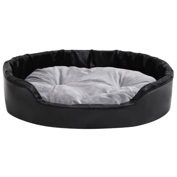 hundekurv 90x79x20 cm plys og kunstlæder sort og grå