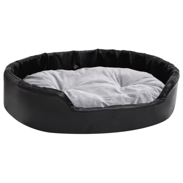 hundekurv 90x79x20 cm plys og kunstlæder sort og grå