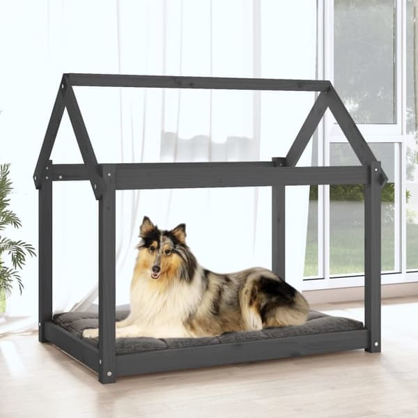 hundeseng 101x70x90 cm massivt fyrretræ grå