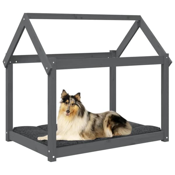 hundeseng 101x70x90 cm massivt fyrretræ grå