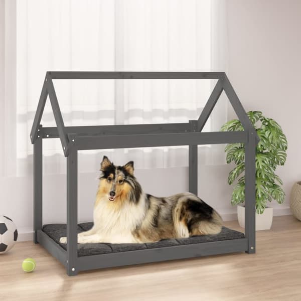 hundeseng 101x70x90 cm massivt fyrretræ grå