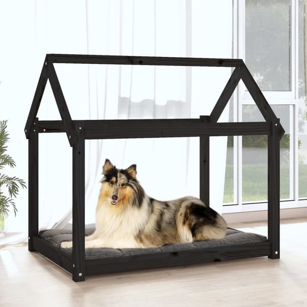 hundeseng 101x70x90 cm massivt fyrretræ sort