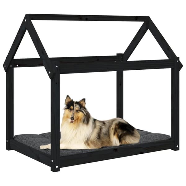 hundeseng 101x70x90 cm massivt fyrretræ sort