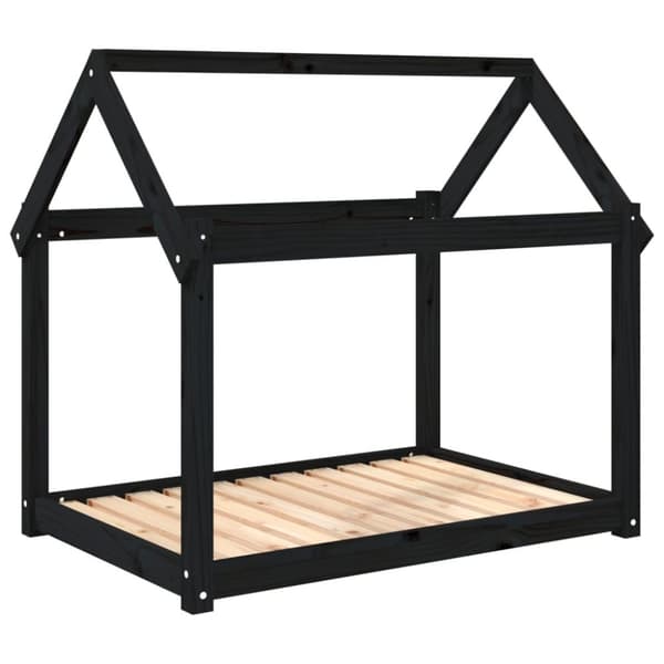 hundeseng 101x70x90 cm massivt fyrretræ sort