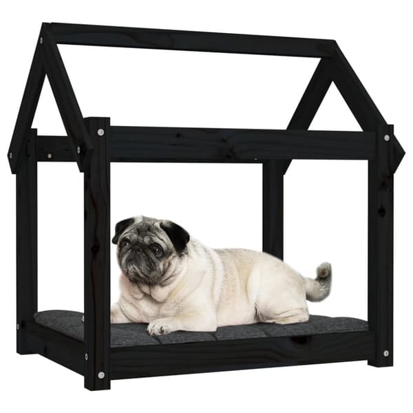 hundeseng 71x55x70 cm massivt fyrretræ sort