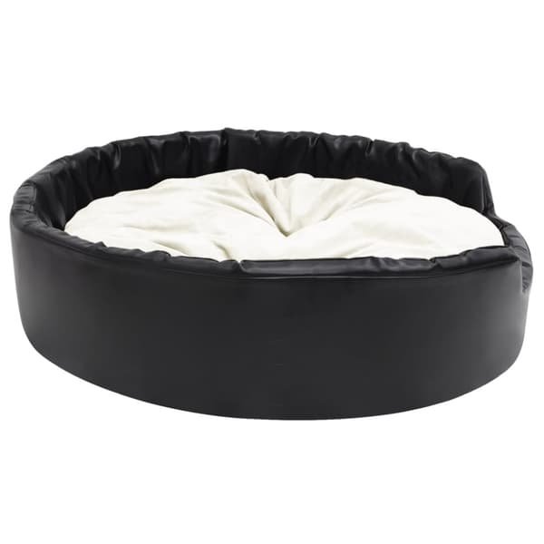 hundekurv 99x89x21 cm plys og kunstlæder sort og beige