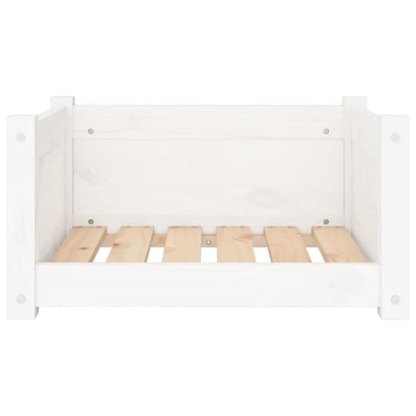 hundeseng 55,5x45,5x28 cm massivt fyrretræ hvid