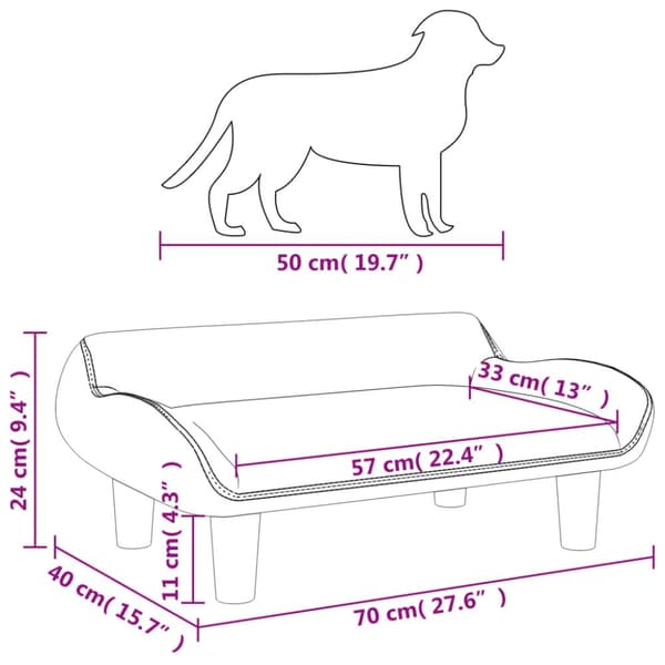 hundeseng 70x40x24 cm velour brun