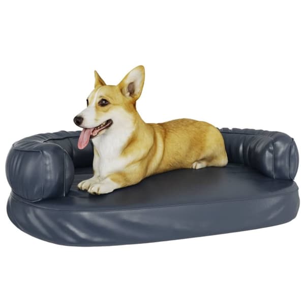 ergonomisk hundeseng 88x65 cm skum og kunstlæder mørkeblå