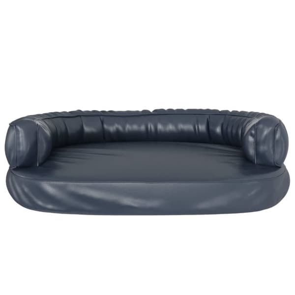 ergonomisk hundeseng 88x65 cm skum og kunstlæder mørkeblå