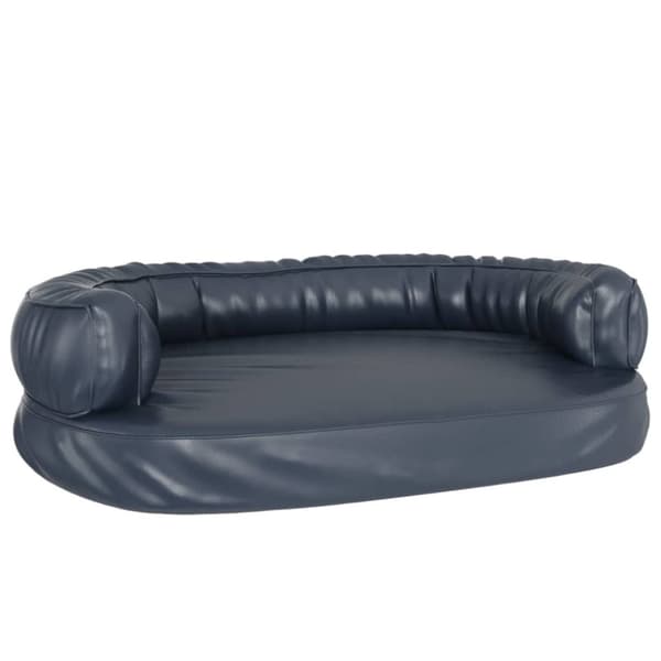 ergonomisk hundeseng 88x65 cm skum og kunstlæder mørkeblå