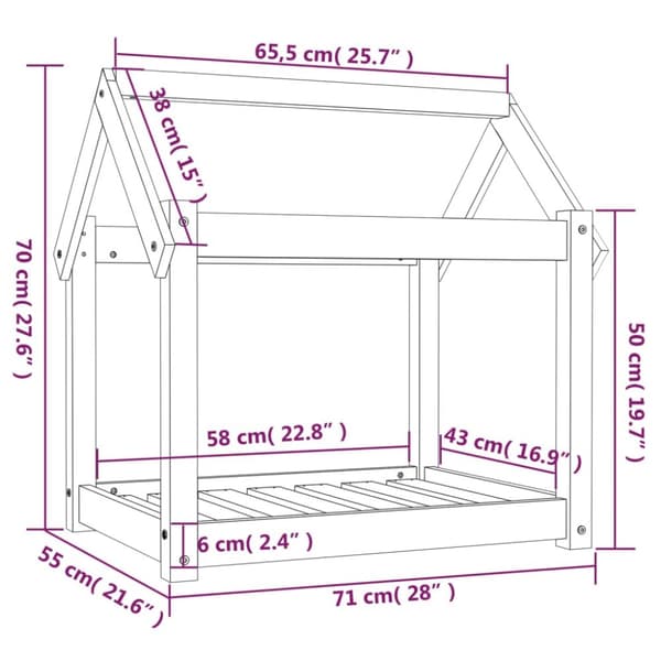 hundeseng 71x55x70 cm massivt fyrretræ gyldenbrun