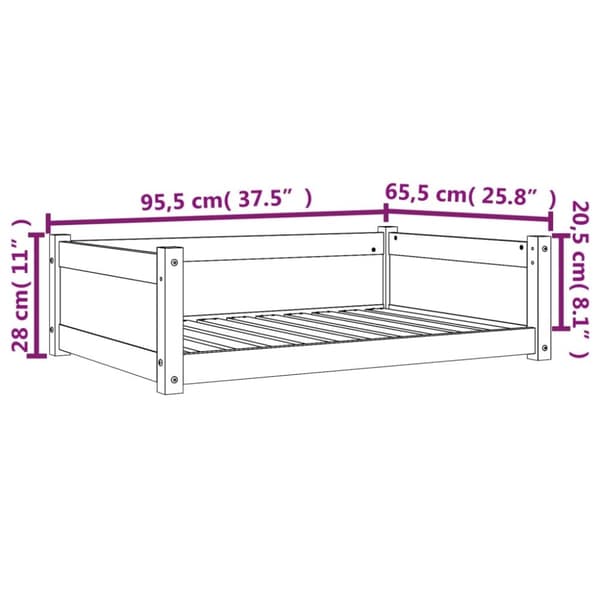 vidaXL hundeseng 95,5x65,5x28 cm massivt fyrretræ gyldenbrun