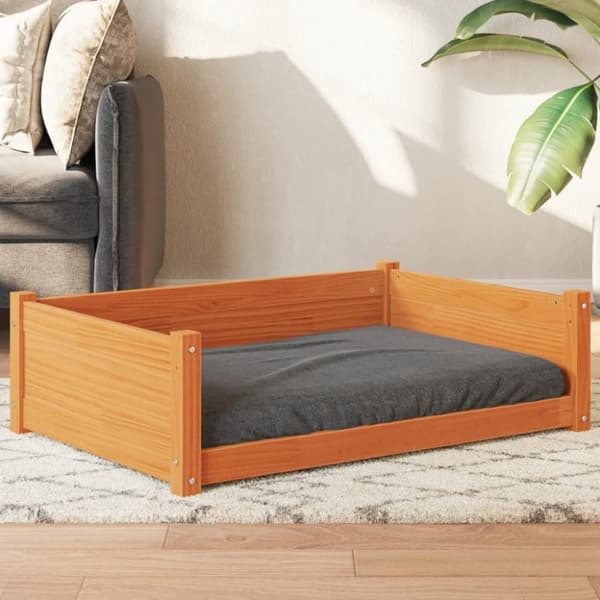 vidaXL hundeseng 95,5x65,5x28 cm massivt fyrretræ gyldenbrun