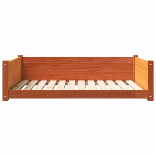 vidaXL hundeseng 105,5x75,5x28 cm massivt fyrretræ gyldenbrun