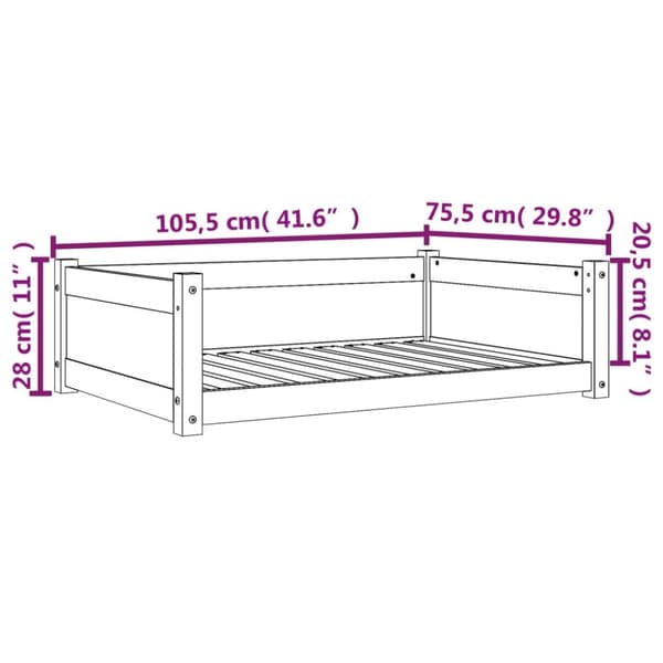 vidaXL hundeseng 105,5x75,5x28 cm massivt fyrretræ gyldenbrun