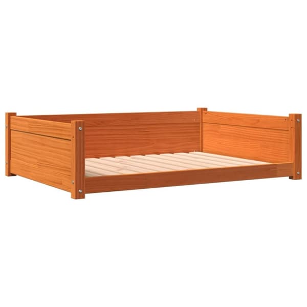 vidaXL hundeseng 105,5x75,5x28 cm massivt fyrretræ gyldenbrun