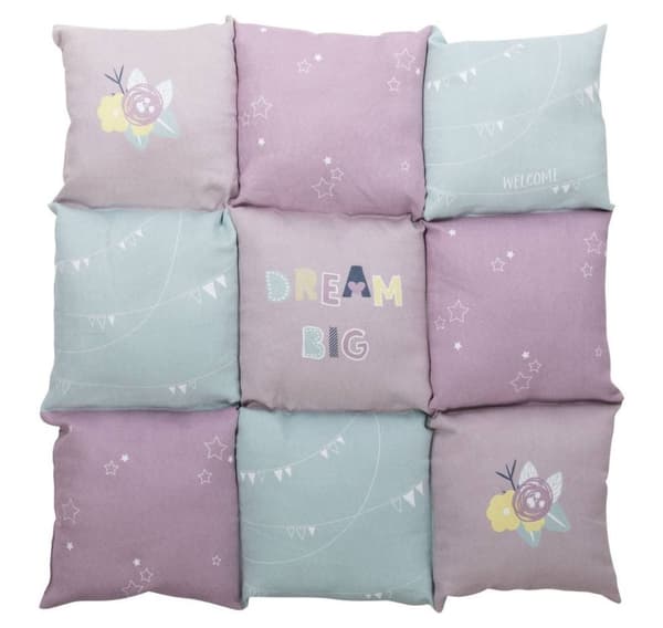 Junior patchwork liggeunderlag, 60 × 60 cm, lys lilla/mint/pink, Trixie
