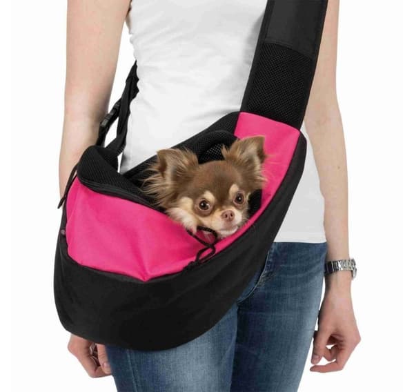 Sling Front Bag, 50 × 25 × 18 cm, rosa/svart