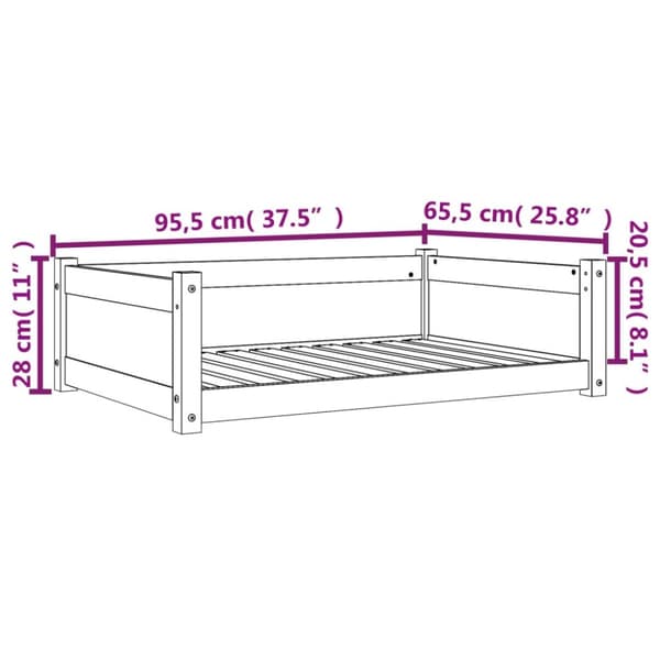 hundeseng 95,5x65,5x28 cm massivt fyrretræ gyldenbrun