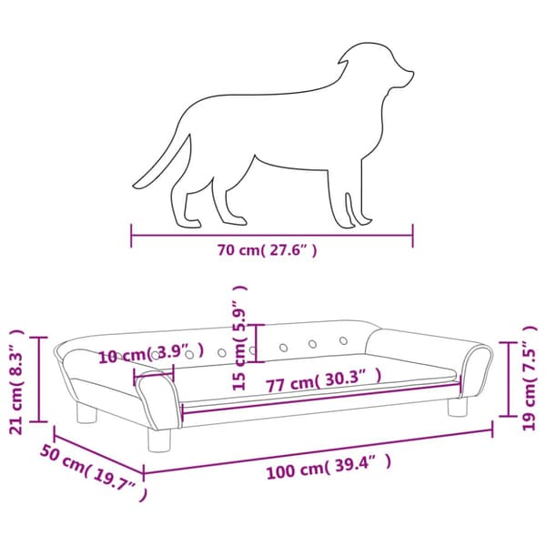 hundeseng 100x50x21 cm velour brun
