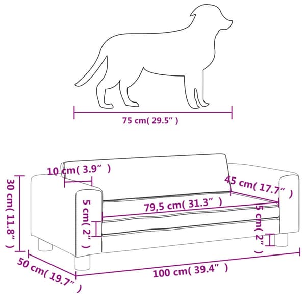 Hundbädd med förlängning gräddvit 100x50x30 cm konstläder