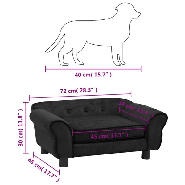 hundesofa 72x45x30 cm plys sort