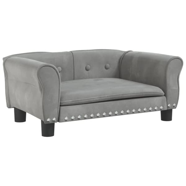 hundeseng 70x45x30 cm velour lysegrå